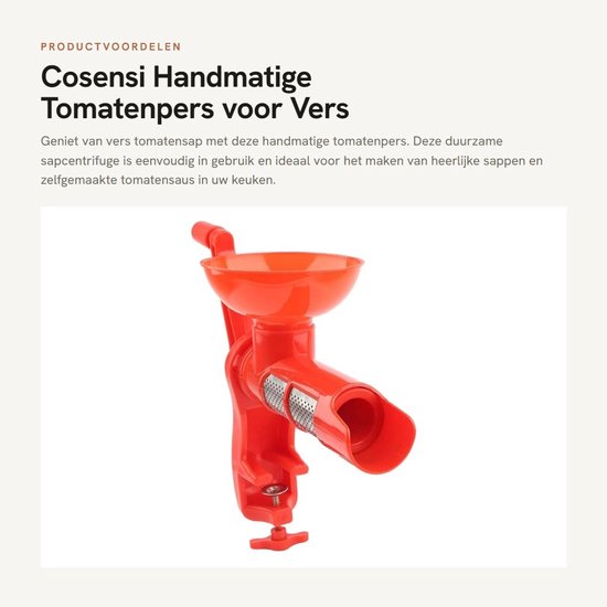Dailygoods- Tomatenpers Handmatige Sapcentrifuge - Duurzaam