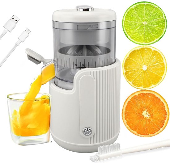 Dailygoody - Elektrische Citruspers - Draagbare Sinaasappelpers - Oplaadbare Sapcentrifuge - Wit - Extractie van Fruit - Geschikt voor Alle Maten Frui.
