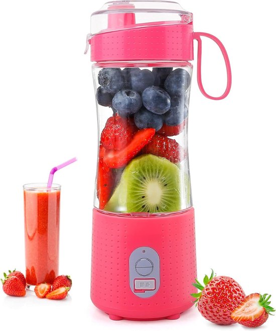 DAKANNA® - Blender Smoothie - Blender to Go Reizen- Portable Blender Roze - Cadeau - LED Verlichting Startknop - Duurzaam - IJsbreker - 400ML van DAKANNA