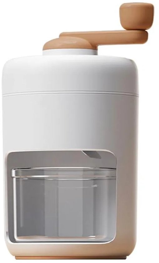 De handmatige ijscrusher, een draagbare ijsmachine voor thuisgebruik, kan smoothies en gemalen ijs maken. Hij is gemakkelijk te bedienen en ideaal voor zomerfeestjes en cocktails.
