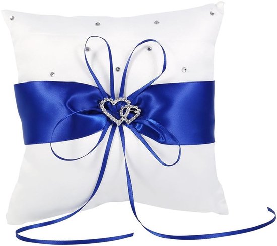Decoratief Kussen voor Trouwringen met Strik en Dubbel Hart, Ideaal voor Strandceremonies en Bruiloften, Romantisch en Uniek Accessoire