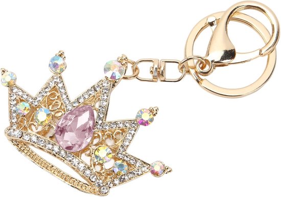 Decoratieve Sleutelhanger met Glanzende Rhinestones in Roze, Zinklegering, Charm Pendant voor Tas en Portemonnee, Perfect Cadeau voor Vrouwen van Merkloos