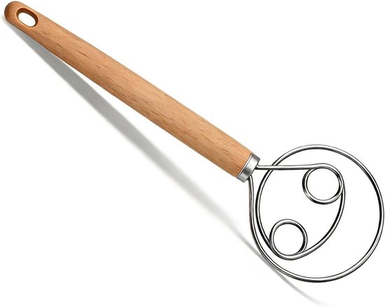 Deeggarde - Deegmixer Hand - Brood Bakken - Dubbele Lus Ontwerp - 26.5 cm - Houtkleur