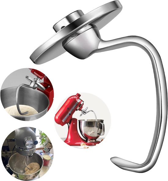 Deeghaak - Mixer Accessoire - Deeg Kneden - Roestvrij Staal - 9.5 x 9.5 x 14.5 cm - Zilver van Merkloos