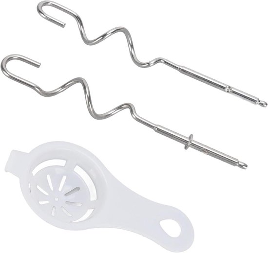Deeghaken en Eiwitscheider - Mixer Accessoires - Brood Kneedhulp - Vaatwasmachinebestendig - 24D x 16B x 4H cm - Zilverkleurig