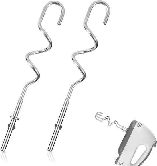 Deeghaken voor handmixer - roestvrijstaal - vervangend - perfect voor deegmixen - ShopVlot