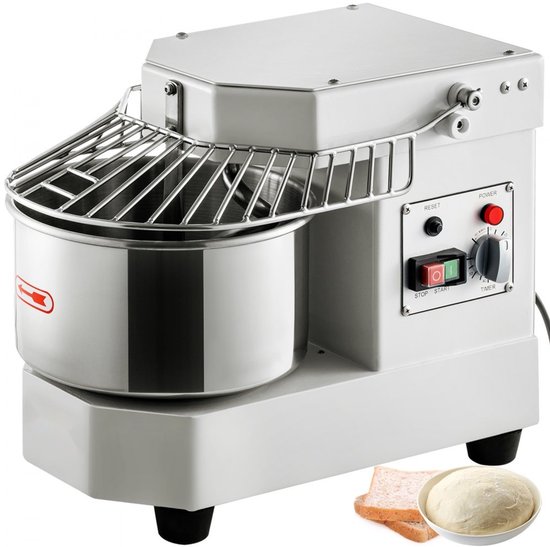 Deegkneedmachine - Deegmixer 8 L - Vermogen 450 W - Instelbare Snelheden (130/233/414 tpm) - RVS Kom - Veiligheidsschild - Timer - Zilver van Merkloos