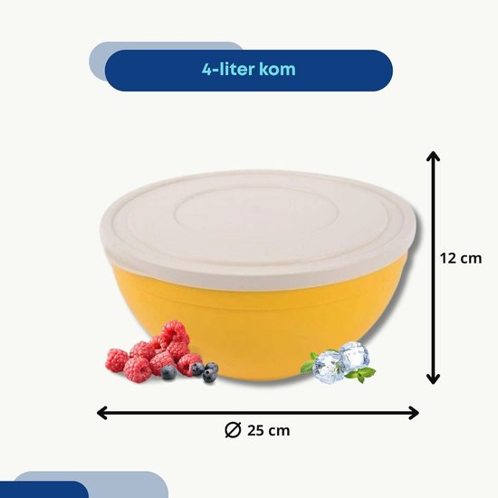 Deegkom met Deksel 4L - Mengkom voor Keuken van Kichly
