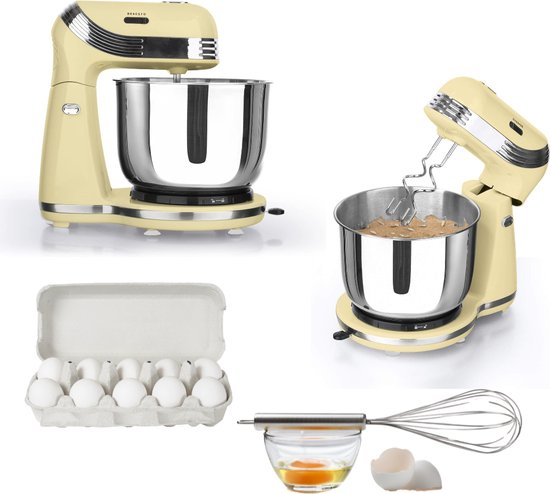 Deegmachine met Spatbescherming - Keukenmachine - Kneedmachine voor Zwaar Deeg - Geel van Merkloos