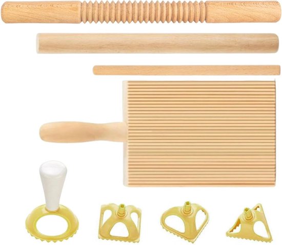 Deegmaker Set - Pastamaker Keukengerei - Zelf Pasta Maken - 8-Delige Gereedschapsset - N.v.t. - Houtkleur