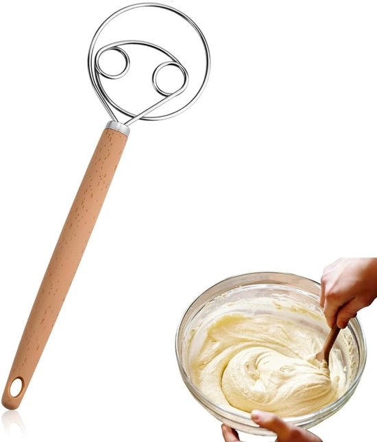 Deegmesje - RVS en Kunststof - 26,5 cm Lengte - Handmixer voor Brooddeeg - Keukengereedschap