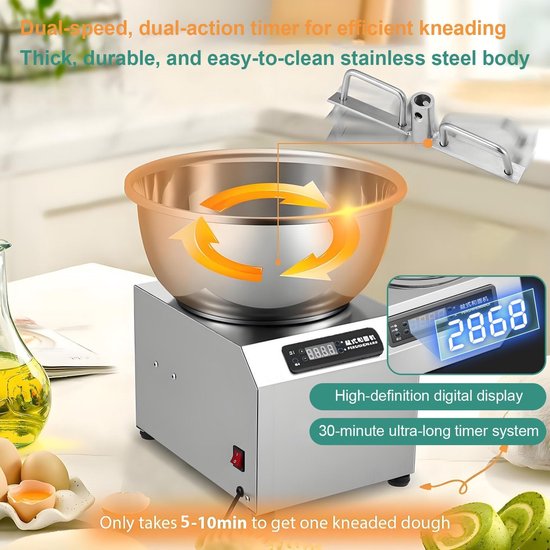 Deegmixer - Kneedmachine - Brood Bakken - Dubbele Rotatie - 5kg Capaciteit