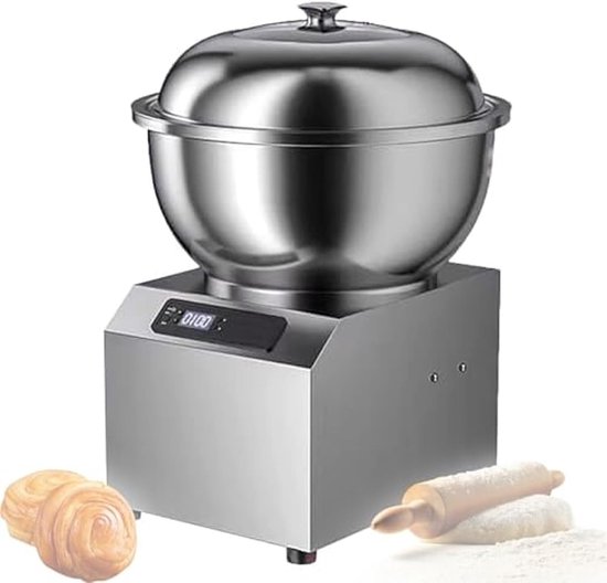 Deegmixer met Verwarming - Elektrische Deegmaker - Thuisbakken en Snacks - Olievrije en Stille Motor - 8L Capaciteit - Zilver