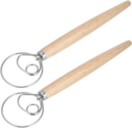 Deegmixer Set - Keuken klopper - Bakken Ingrediënten Mengen - Ergonomisch Houten Handvat - 2 Stuks - Niet Van Toepassing