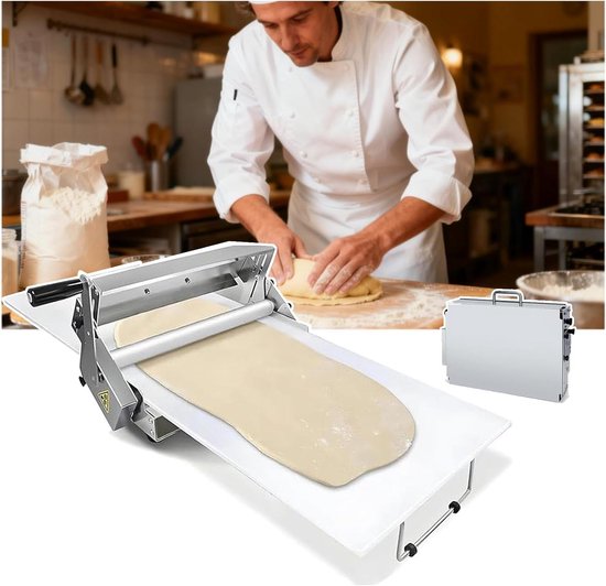 Deegsheetermachine Handmatig - Pastamaker Opvouwbaar - Bakken Thuis - Instelbare Dikte - 0-27mm - Zilverkleurig