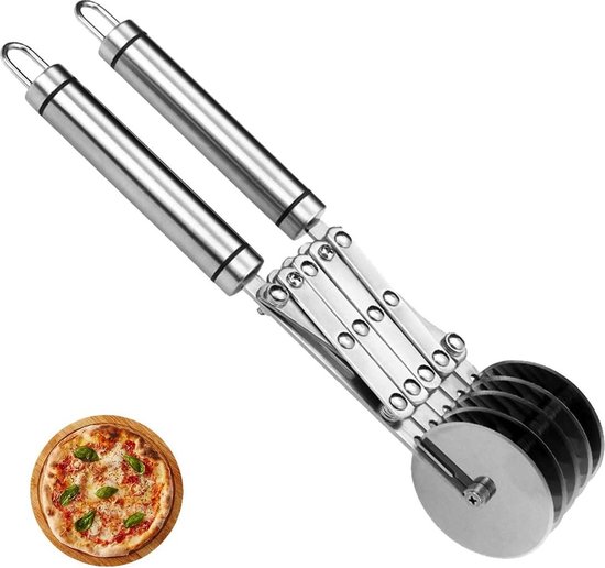 Deegsnijder - 5 wielen - roestvrij staal - voor bakken gebak brood - met handvat pasta roller van Nauki