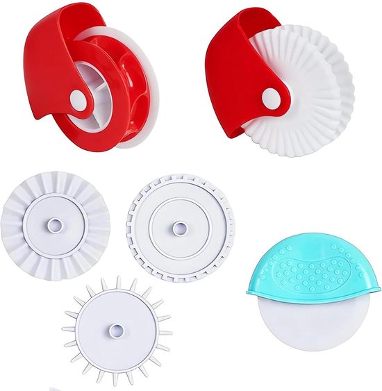 Deegsnijder bakken - 6 stuks - kunststof - roller - noedels - gebakssnijder - accessoires - pizza snijder - ravioli - pasta - koekjes - doe-het-zelf van Merkloos