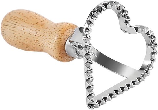 Deegwiel Hulpmiddel - Pastamaker Wiel - Zelf Pasta Maken - Houten Handvat - Set van 4 - Zilver en Hout