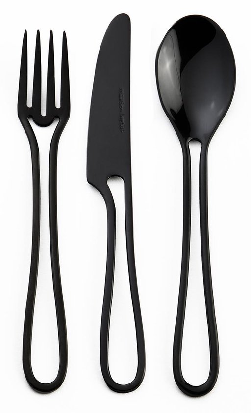 Design Kinder Bestek Zwart Outline Cutlery van Desi