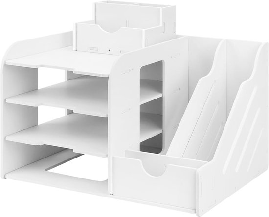 Desk organizer met 4 niveaus, A4 documenthouder voor thuis, kantoor en school, multifunctioneel en ruimtebesparend van Merkloos