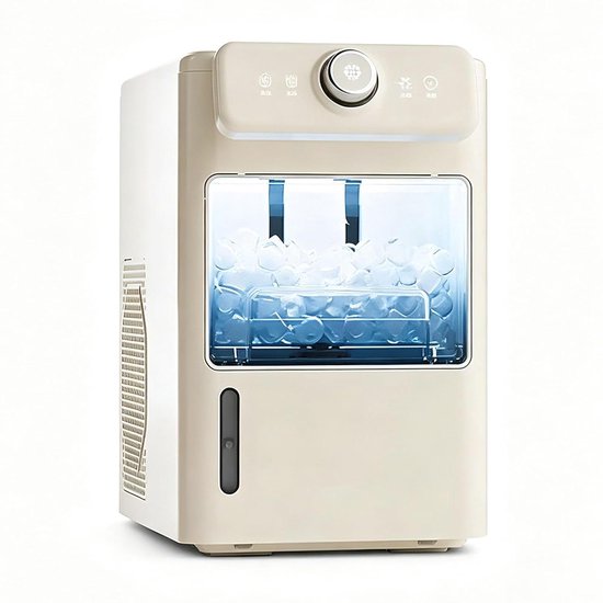Desktop Ijsmachine - Automatische Ijsmaker - Snel Ijs Maken - Zelfreinigend Met Eén Knop - 10kg Per Dag - Zilver