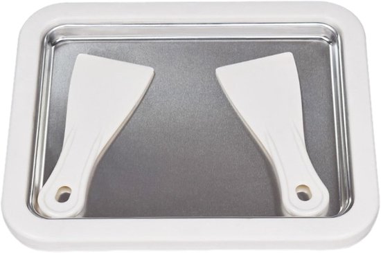 Dessertmaker Bakplaat - IJsrolletjes Maker - Zelf Desserts Maken - Snelvriesfunctie Roestvrijstaal - 26x21x3.2 cm - Wit van Merkloos