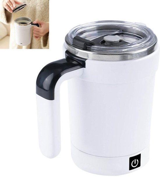 Deze autoblenderbeker van 380 ml is voorzien van een temperatuurweergave en een oplaadbare magnetische roerstaaf, waardoor hij ideaal is voor warme chocolademelk en andere melkdranken. van Merkloos