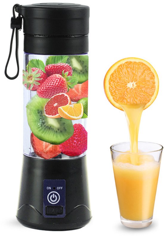 Deze draagbare miniblender met een inhoud van 380 ml en 6 roestvrijstalen messen is oplaadbaar en perfect voor het maken van smoothies en milkshakes. Ideaal voor op reis en in de keuken. van Merkloos