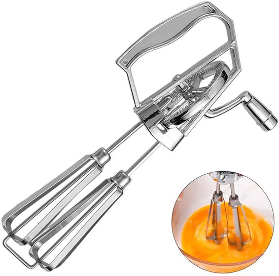 Deze handmixer wordt geleverd Geschikt voor een roestvrijstalen mengbal, werkt zonder elektriciteit en heeft een afGeschikt vooring van 25,5 x 13,5 x 6,5 cm. Hij is Geschikt voor bakken, gebruik in de keuken en kamperen.