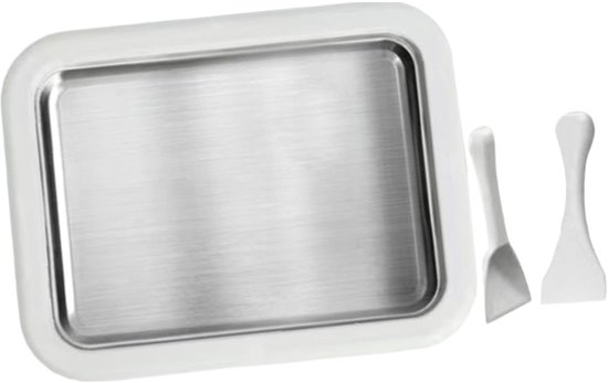 Deze ijsrolmachine, compleet met dessertplateau en snelkoelplaat, is ideaal voor het maken van ijsrollen, softijs, smoothies, bevroren yoghurt, sorbet en gelato. van Merkloos