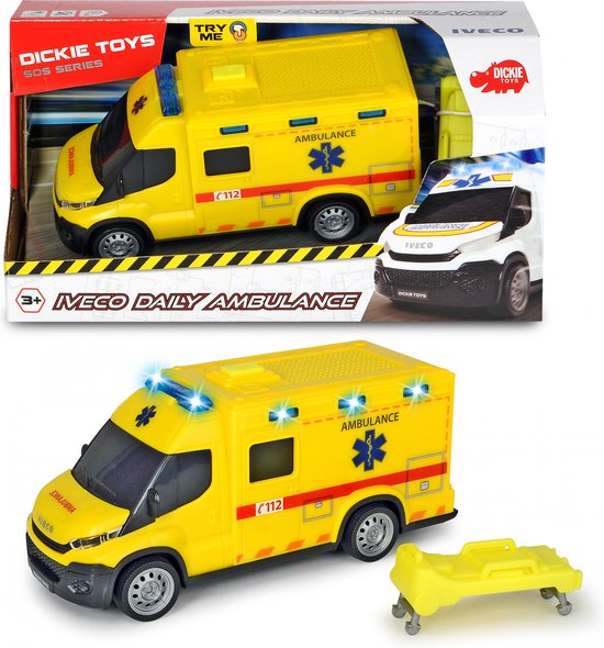 Dickie Toys Sos - Ambulance Iveco - Belgische versie - 18 cm - Licht & Geluid van Dickie Toys