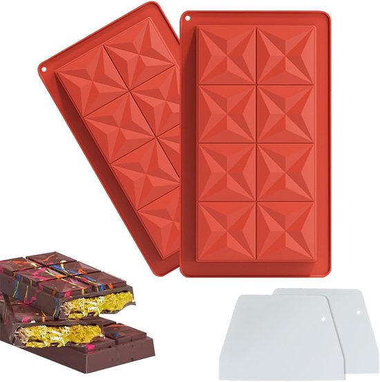 Diepe Silicoon Chocolade Mallen voor DIY Chocolade, Perfect voor Feesten en Cadeaus, 2 Stuks van Merkloos