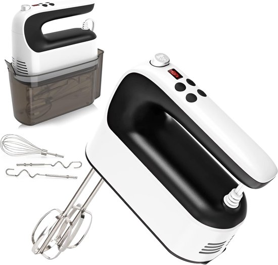 Digitale Handmixer - Elektrische Garde - Bakken En Mixen - 9 Snelheden Turbo - 400W Motor - Wit