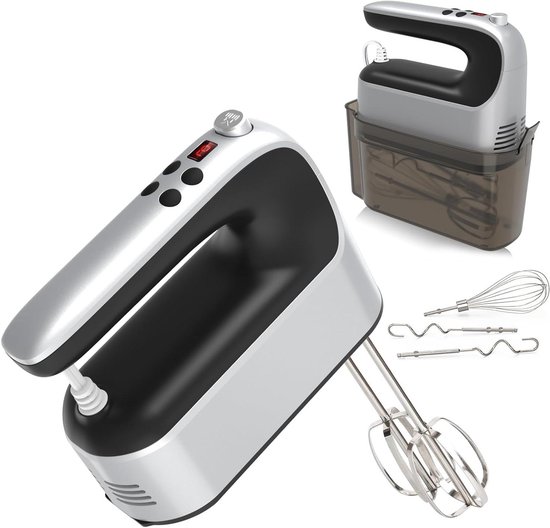 Digitale Handmixer - Keukenmixer Accessoires - Bakken en Mixen - 9 Snelheden Digitale Scherm - 400 Watt - Zilver Zwart