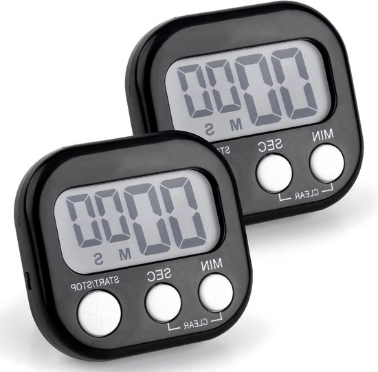Digitale Keuken Timer met Alarmfunctie - Magnetische Stopwatch voor Koken, Studie en Training (Zwart) van Merkloos