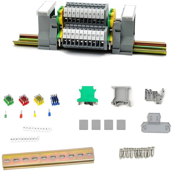 DIN Rail Terminal Blocks MBKKB2.5 - Terminal Connector Blokken voor Draadverbindingen, Push Fit Kit voor Efficiënte Installatie