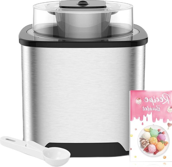 Direct IJsmachine 2 l - Met Opening Groot Deksel - Inclusief Schep van Roestvrij Staal - Speciaal IJs en Recept van Springlane