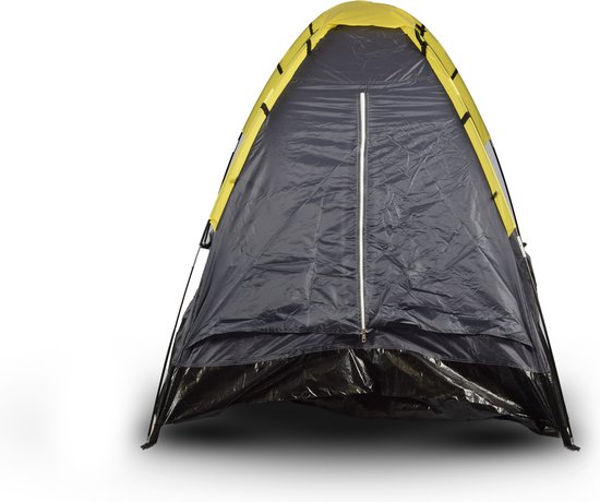 Discountershop Lichtgewicht Koepeltent 2 Persoons - Grijs/Geel - Geschikt voor Kinderen - 200cm x 120cm - Waterbestendig voor Kamperen & Outdoor - Eenvoudig Op te Zetten van Discountershop
