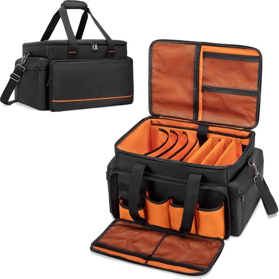 DJ-kabeltas met verstelbare verdelers, 15,6 inch laptophoes, gigbag voor kabels, reismuzikanten organisatortas voor DJ-uitrusting, muziekapparatuur en accessoires.