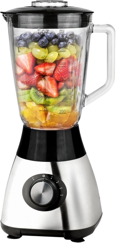 DnA® Blender Glas - Blender - Keukenmachine - Zilver/Zwart - 17cm x 17cm x 41cm van Merkloos