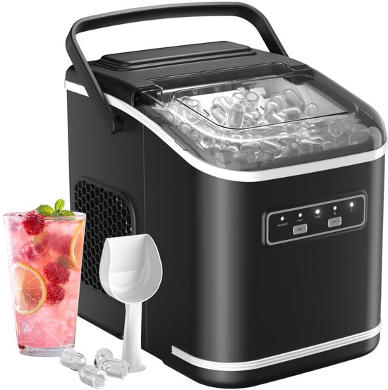 DnA® Ijsblokjesmachine - Ijsblokjesmachine Crushed Ice - Ijsblokjes Machine - Ijsblokjesmakers - Ijsmachine - Zwart - 23cm x 29cm x 30cm van Merkloos
