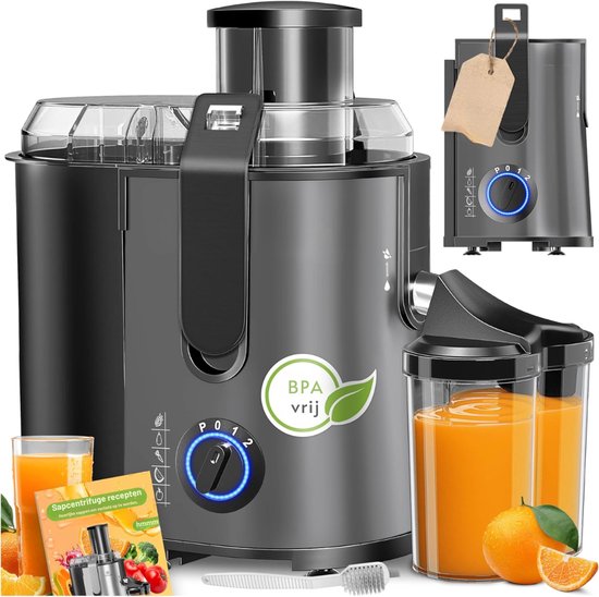 DnA® Sapcentrifuge - Slowjuicer - Sapcentrifuges Groenten en Fruit - Nutribullet - Smoothie Maker - Zwart - 27cm × 20cm × 18cm van Merkloos