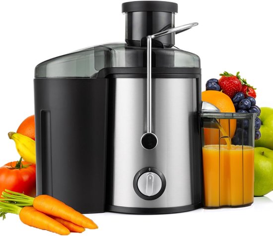 DnA® Sapcentrifuge - Slowjuicer - Sapcentrifuges Groenten en Fruit - Zilver en Zwart - 18cm x 28cm x 30cm