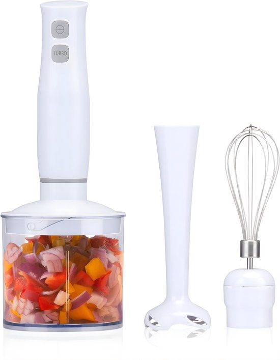 DnA® Staafmixer Set - Staafmixer Met Hakmolen - Hakmolen - Mixer Set - Wit - 6cm x 6cm x 36cm van Merkloos