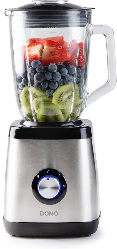 DOMO DO1133BL Blender - 1,5L Glazen Kan - Mixen, Blenden, Hakken & IJs malen - 1000W - Inox van Domo