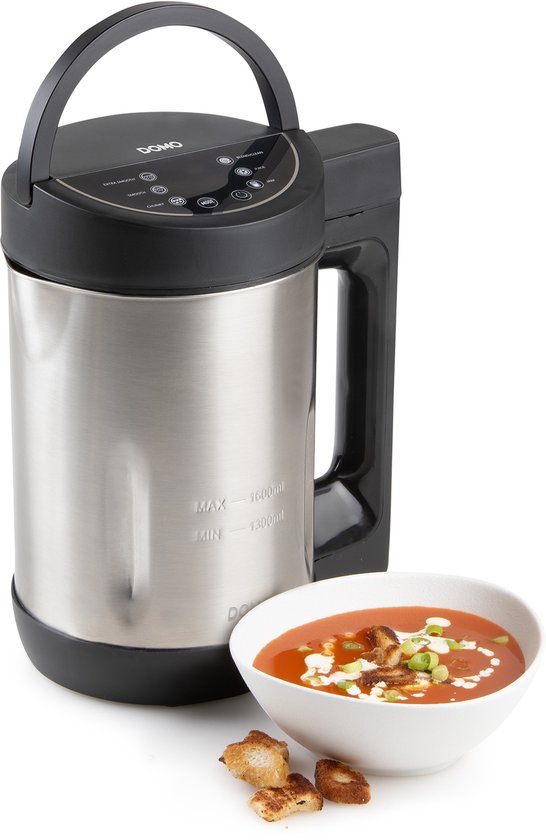 DOMO DO1144BL Soepmaker Domo - 1,6L - 6 Programma's - Blender - RVS - Inox/Zwart van Domo