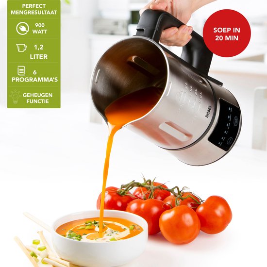 DOMO DO727BL Soepmaker Domo ‘My Soup Express’ – 1,2L - 6 programma’s – Voor confituur en sojamelk - RVS – Zwart van DOMO