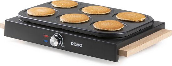 DOMO DO8717PN Pannenkoekenmaker – Crêpe Maker – PFAS-vrije antiaanbaklaag – 6 personen – 6 x Ø 11,5 cm