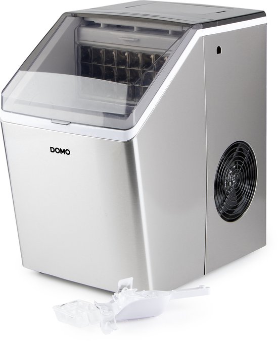 DOMO DO9301IB IJsblokjesmachine – 20 kg/24u – IJsblokjesmaker - 3 maten ijsklontjes – LED Display - IJsschep - Zelfreinigend van Merkloos