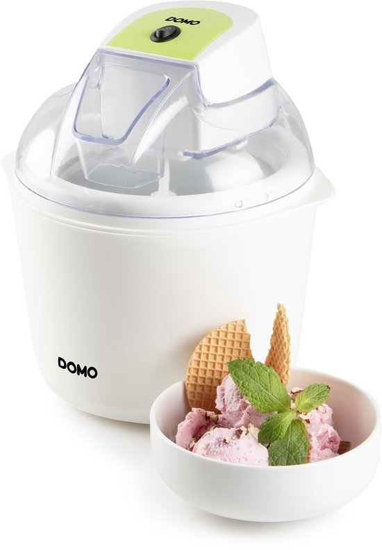 DOMO DO9304I IJsmachine met Vrieskom - IJsmaker - Roomijs - Sorbet - Frozen Yoghurt - 1,5 liter - Wit van Merkloos